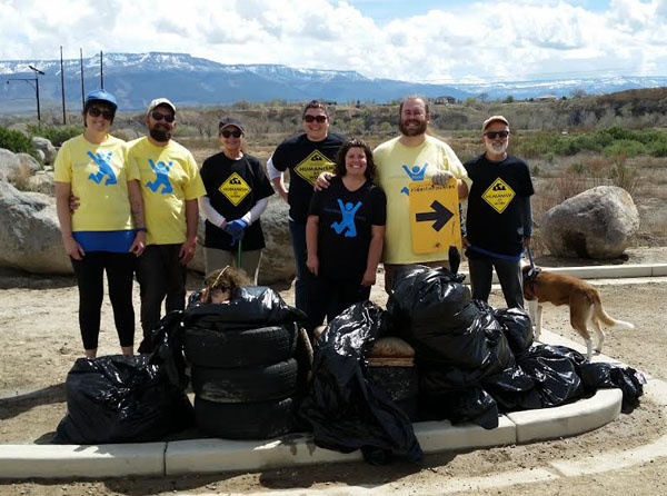 All of the trash collected by Humanists Doing Good on the Colorado Riverfront Trail.