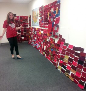 Donated bricks at the SCA as part of the #KnitABrick Campaign. Photo via SCA. 