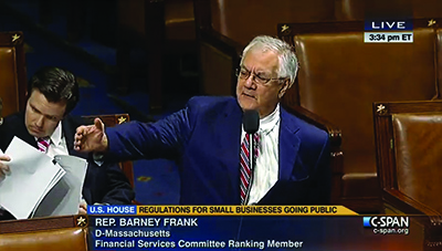 Washington insiders often called Rep. Barney Frank (pictured here on the House floor, March 7, 2012) the “star of C-SPAN.” (Screen Shot from C-Span Clip In the Public Domain)