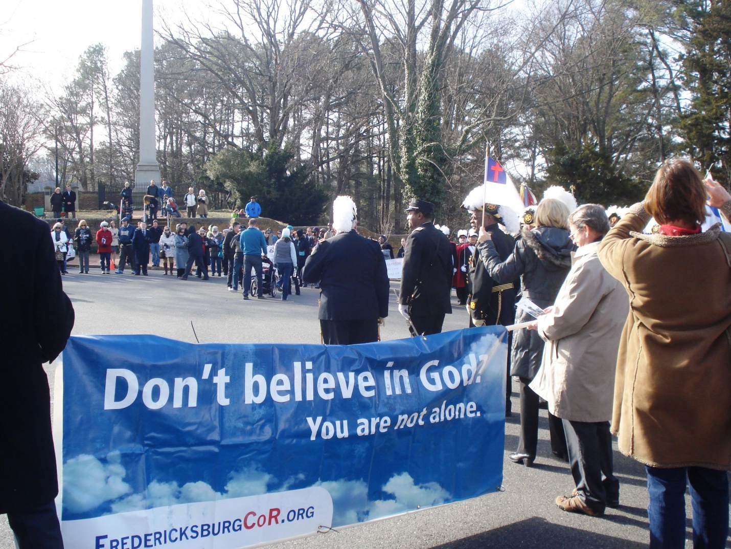 The Fredericksburg Coalition of Reason participates in a religious liberty parade in Fredericksburg, VA.