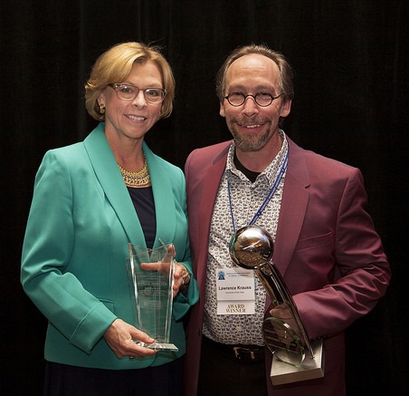Marci Hamilton (Religious Liberty Award) and Lawrence Krauss (Humanist of the Year)