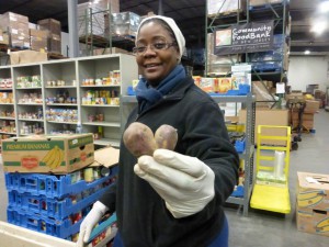 Heart-shaped potato at South Jersey Humanists Valentine’s Day event at the Community Food Bank of New Jersey