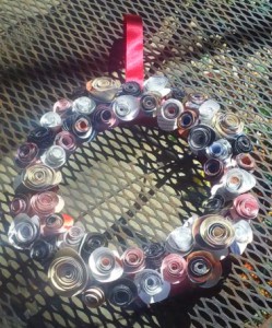 A wreath made from discarded anti-choice literature (via Left in Alabama)