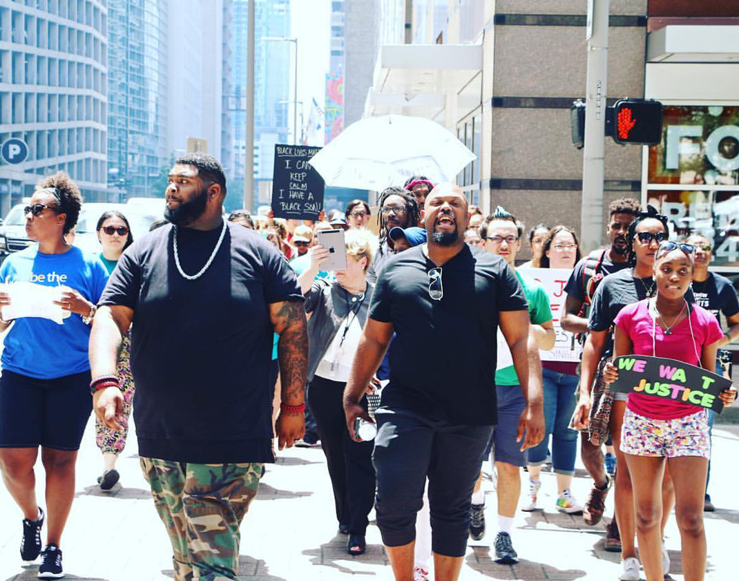 A march through downtown Houston on July 7, 2016, organized by the author. 