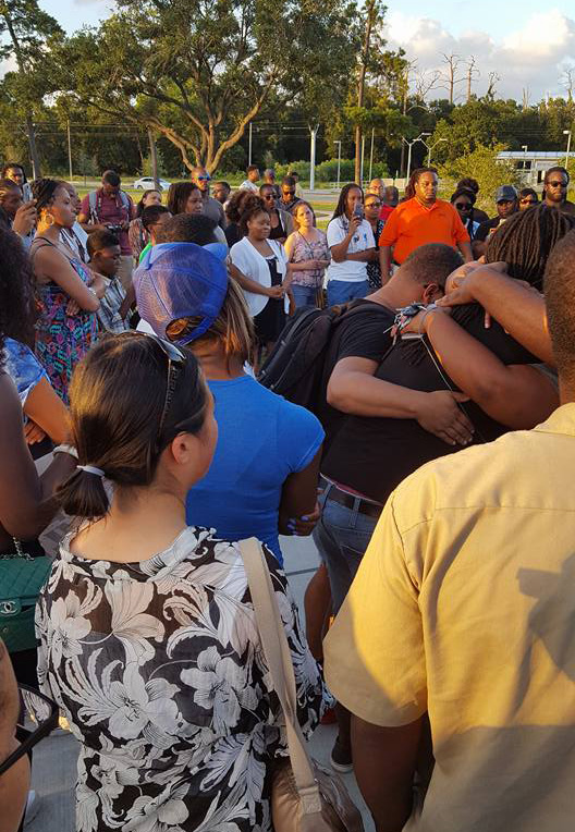 The author leads a vigil for Alton Sterling in Houston, TX on July 6, 2016.