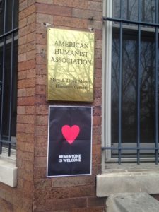 Nando's #EveryoneIsWelcome  sign on the AHA's headquarters in Washington, DC